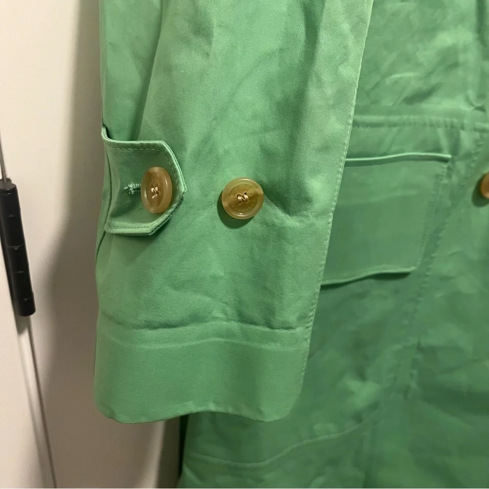NWT Burberry US 2 Bright Pigment Green Notch Collar Double Breasted Trench Coat - Picture 4 of 13